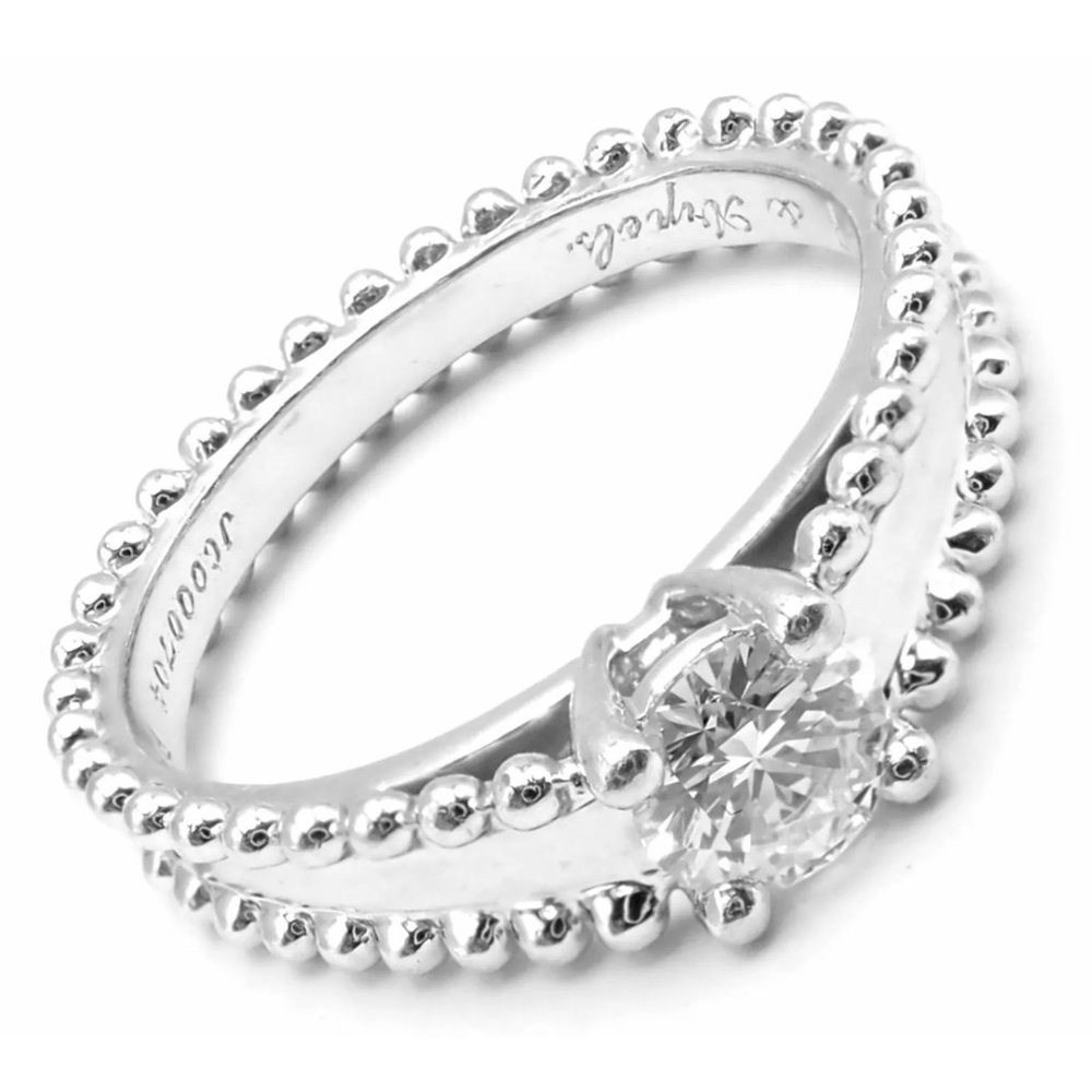 Authentic! Van Cleef & Arpels Estelle Platinum .31ct Diamond Solitaire Ring GIA